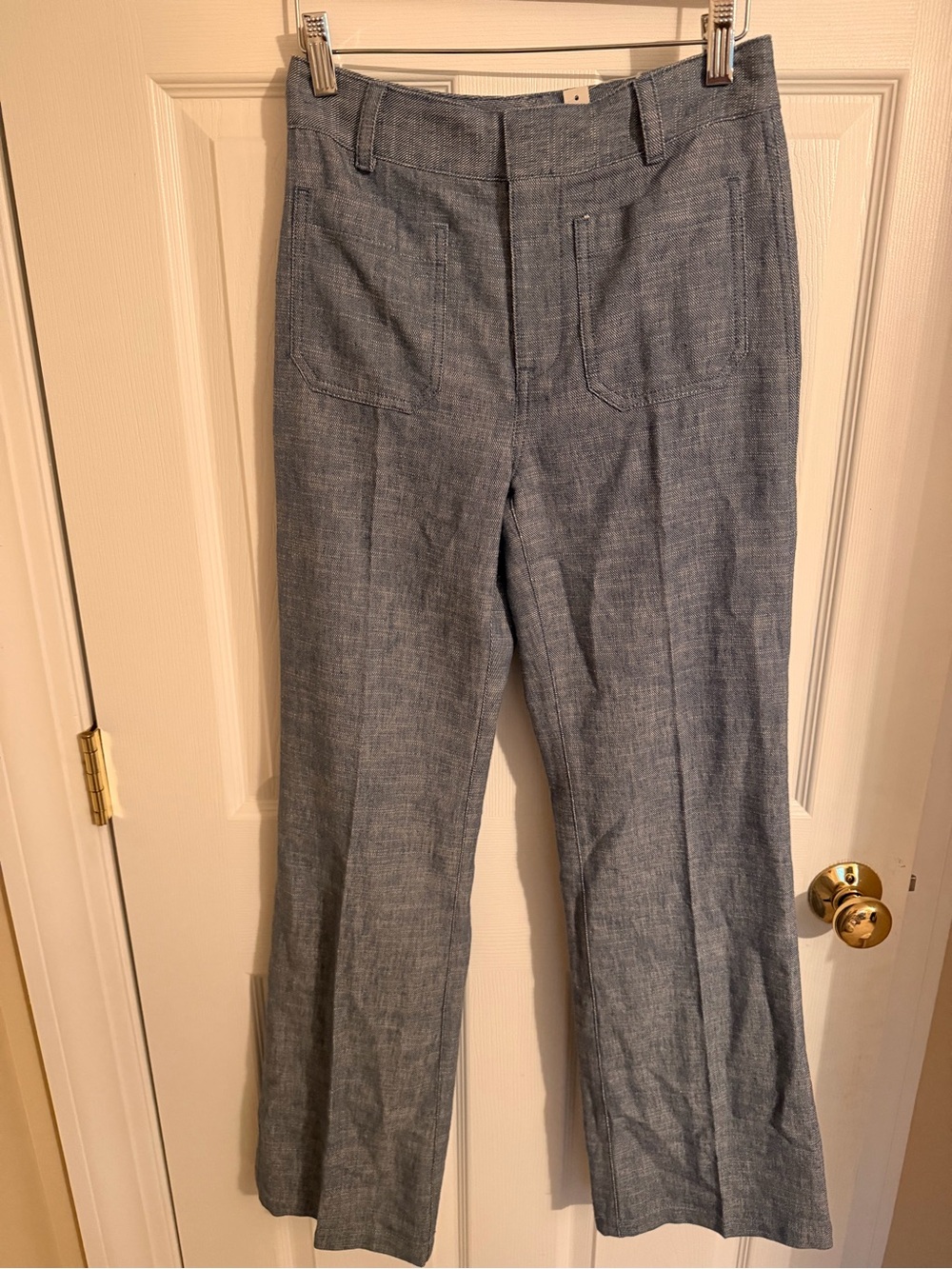 Madewell Chambray-Style Wide Leg Trousers in Steel Blue